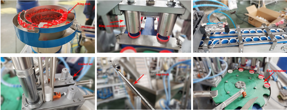 Machine d'assemblage de l'anneau de capuchon